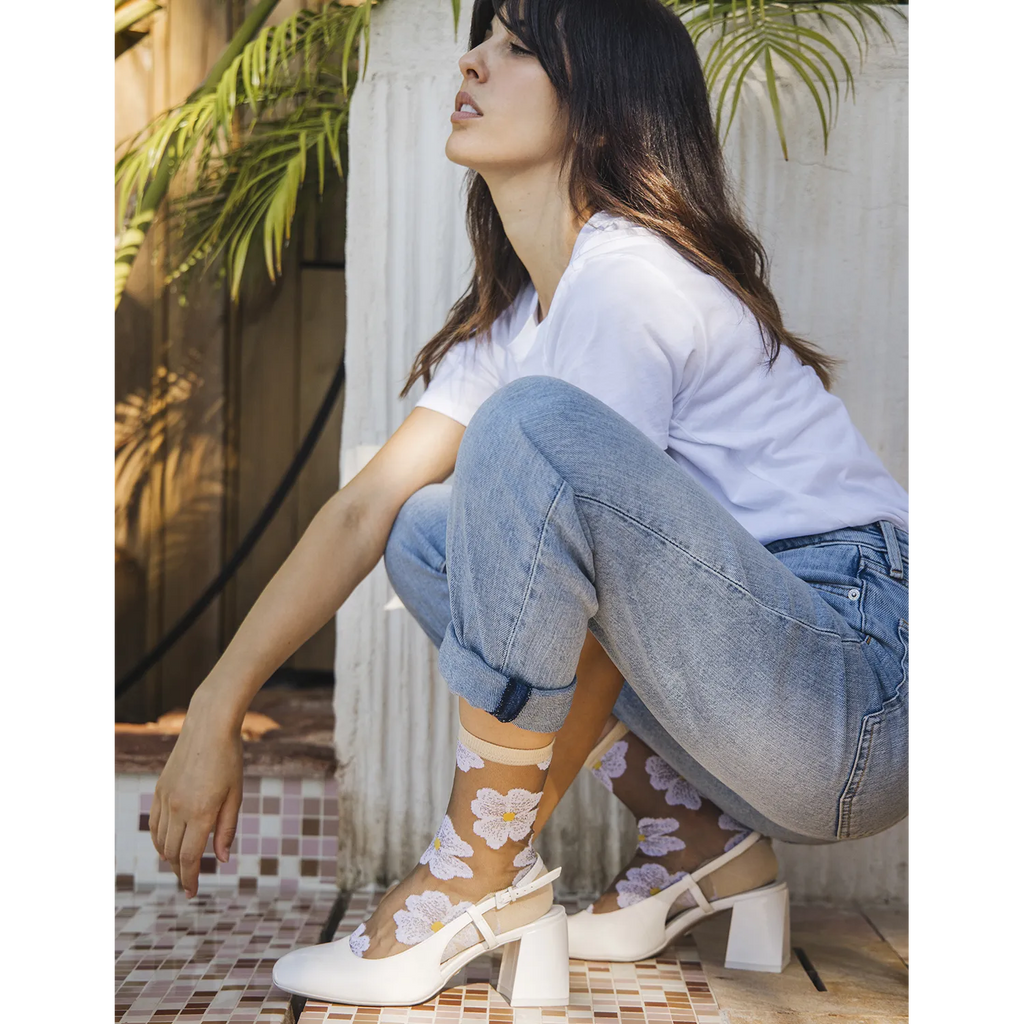 Chaussettes transparentes Murano Crème