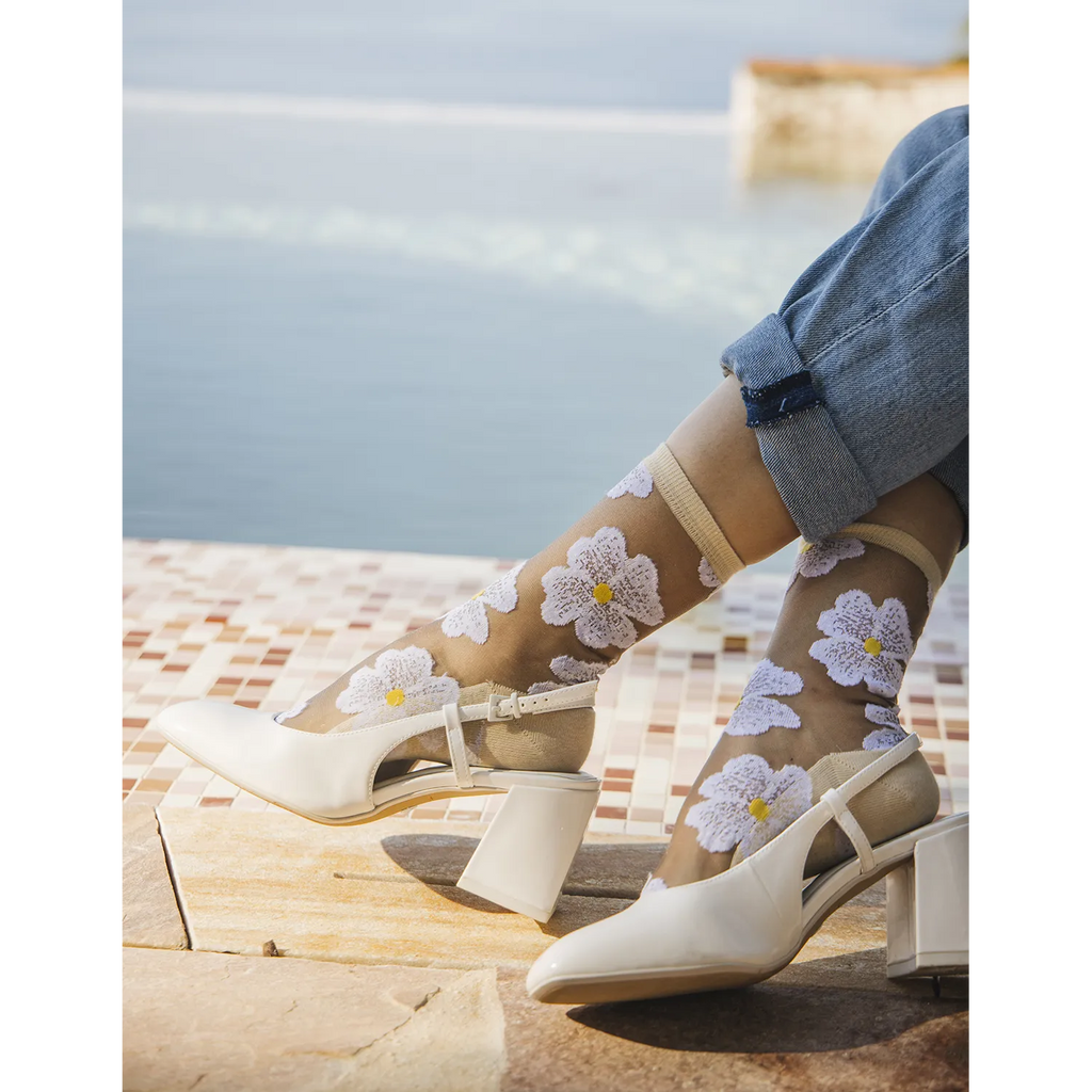 Chaussettes transparentes Murano Crème