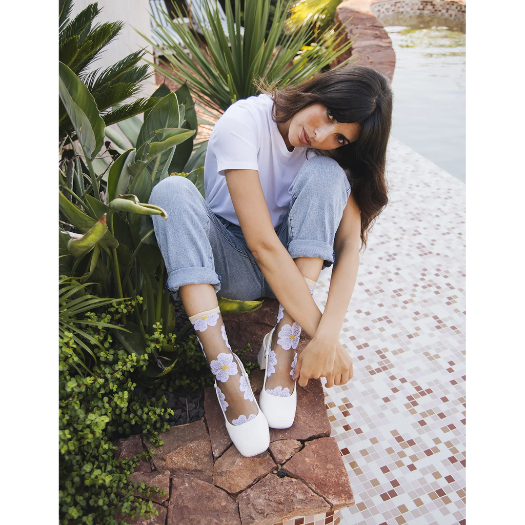 Chaussettes transparentes Murano Crème