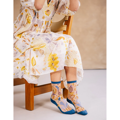 Chaussettes transparentes Floralia Bleue