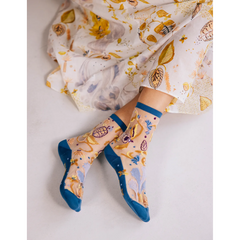 Chaussettes transparentes Floralia Bleue