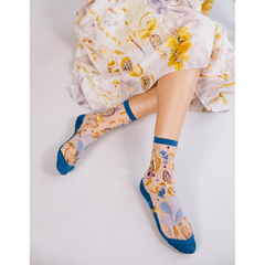Chaussettes transparentes Floralia Bleue