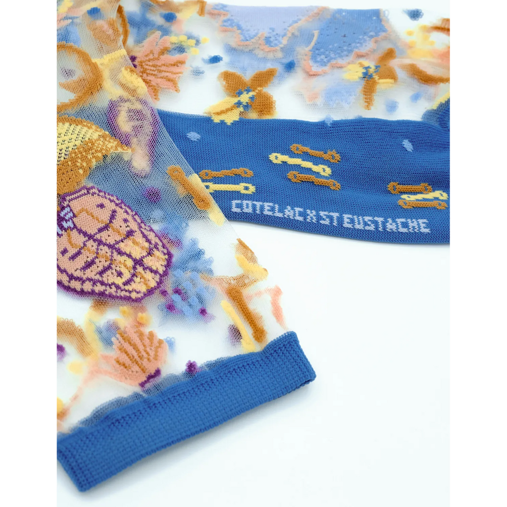 Chaussettes transparentes Floralia Bleue