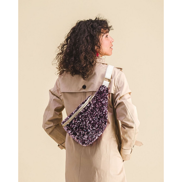 Sac banane à langer à sequins - Rose