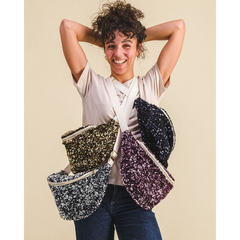 Sac banane à langer à sequins - Rose