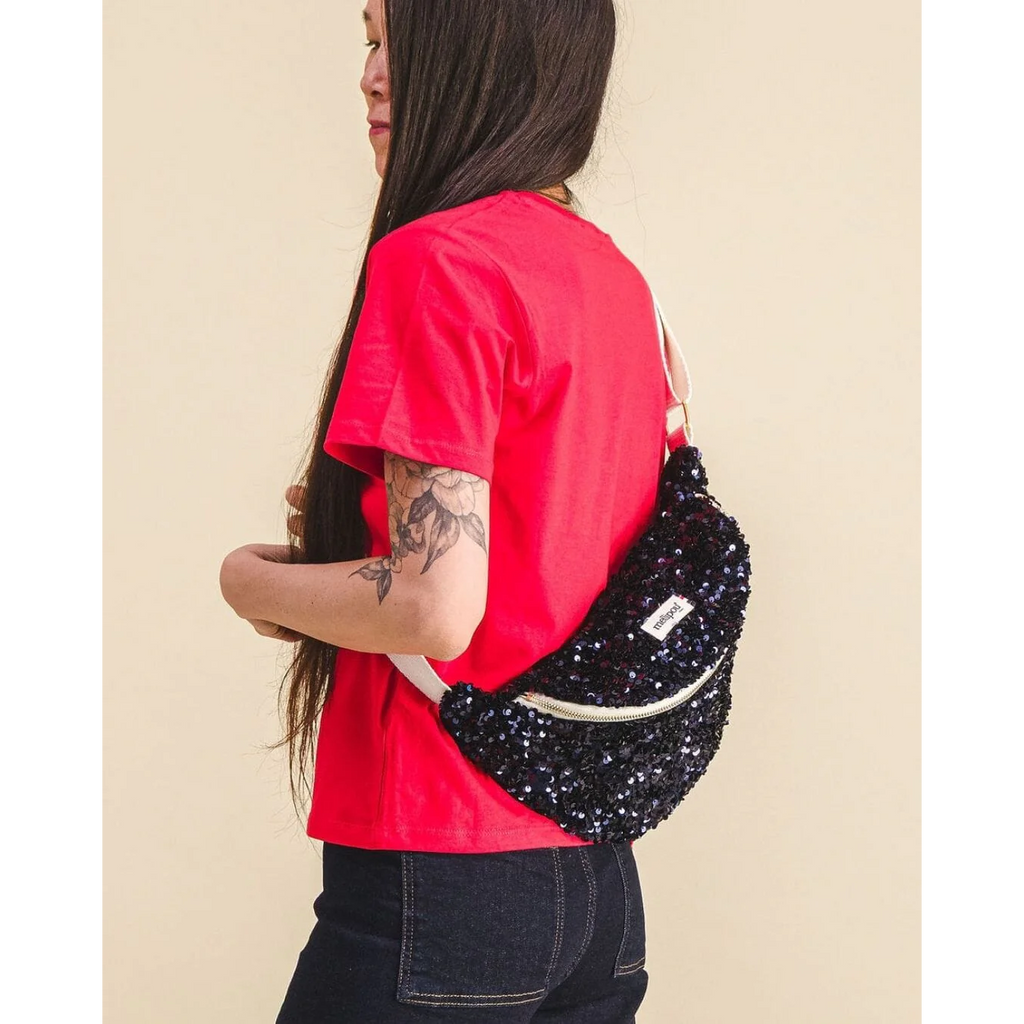 Sac banane à langer à sequins - Bleu