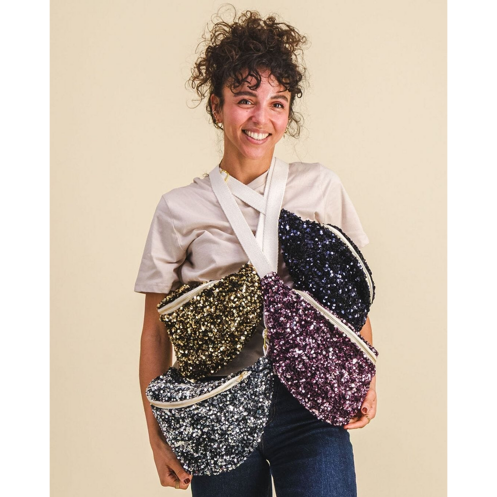 Sac banane à langer à sequins - Doré
