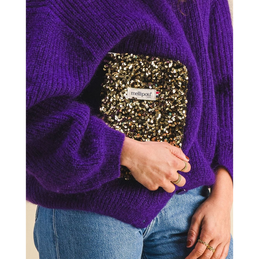 Housse carnet de santé à sequins - Doré