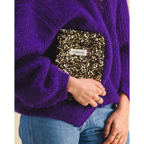 Housse carnet de santé à sequins - Doré
