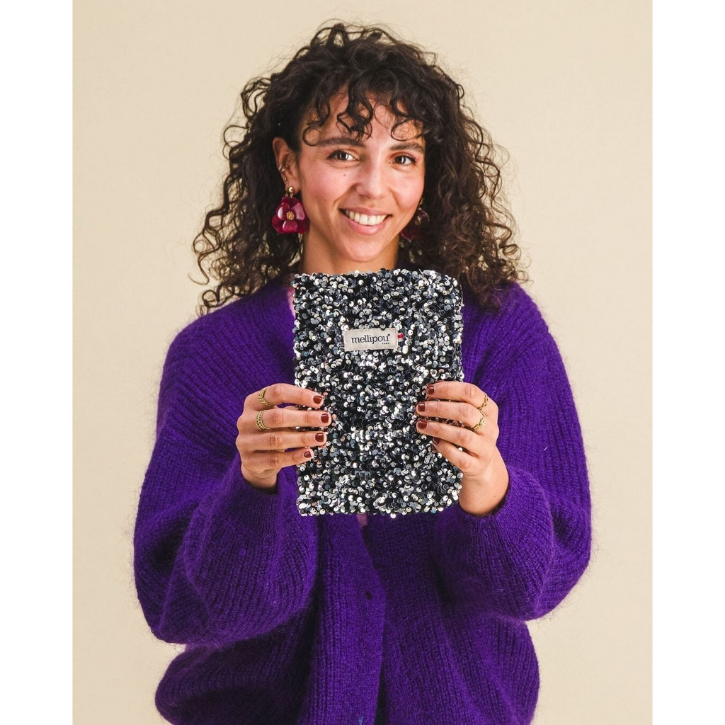 Housse carnet de santé à sequins - Argenté