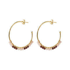 Boucles d'oreilles Muse - Quartz rose et grenat