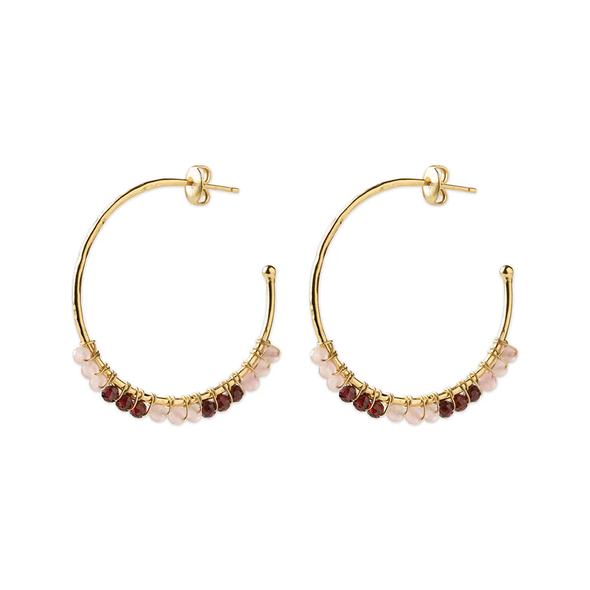 Boucles d'oreilles Muse - Quartz rose et grenat
