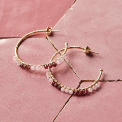 Boucles d'oreilles Muse - Quartz rose et grenat