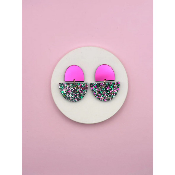Boucles d'oreilles Odette - Magenta / Confettis
