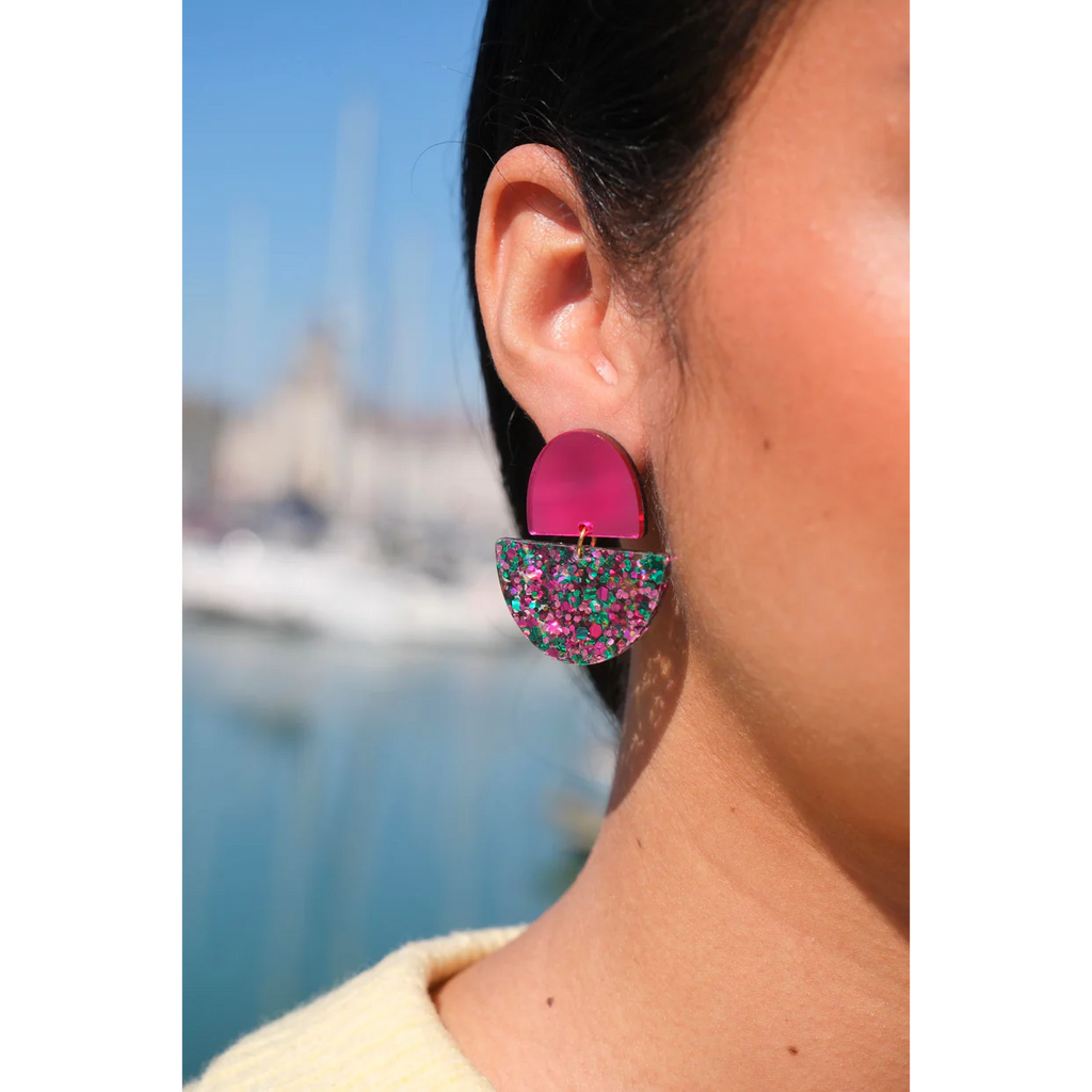 Boucles d'oreilles Odette - Magenta / Confettis
