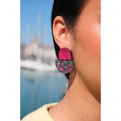 Boucles d'oreilles Odette - Magenta / Confettis