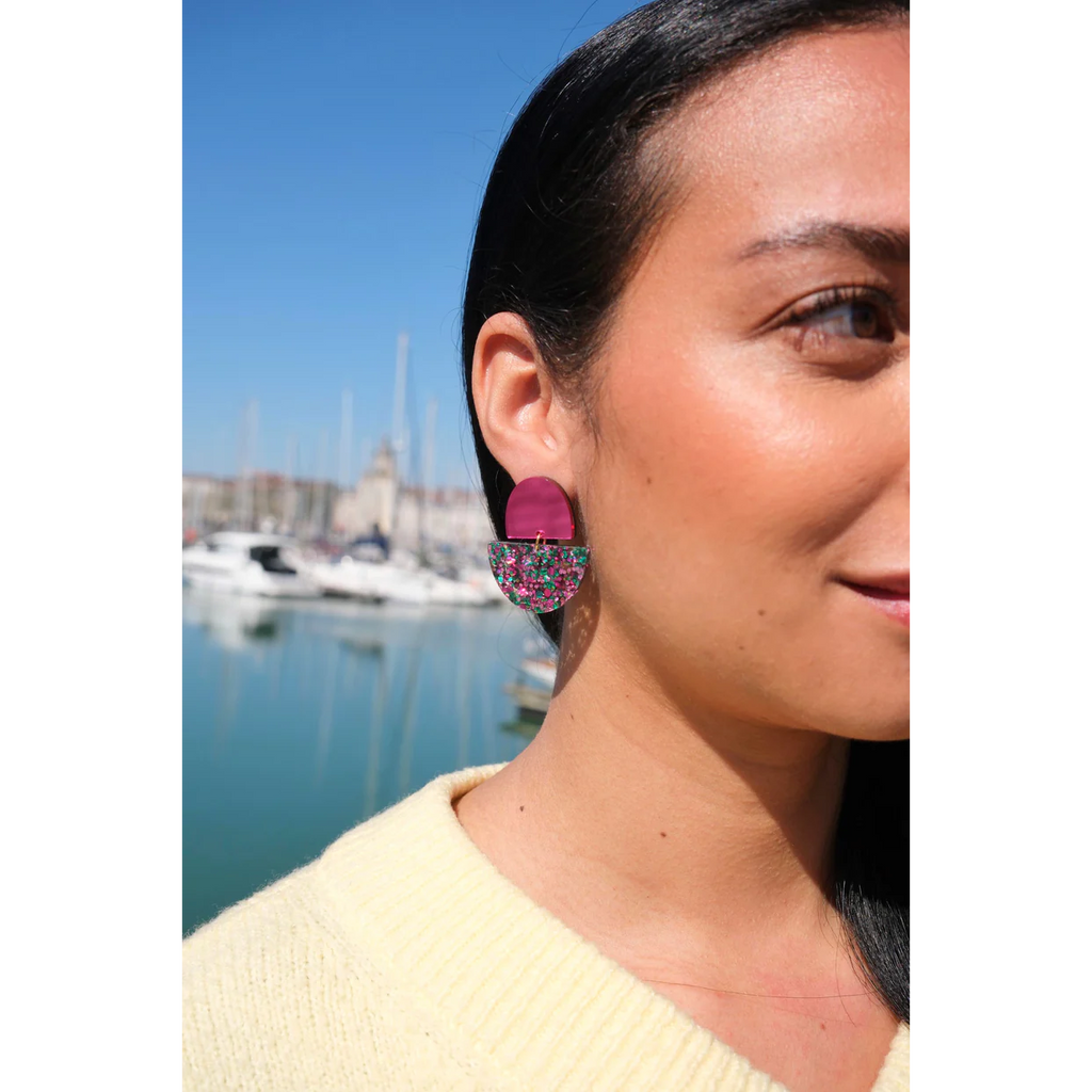 Boucles d'oreilles Odette - Magenta / Confettis