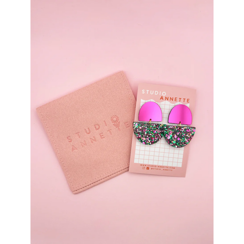 Boucles d'oreilles Odette - Magenta / Confettis