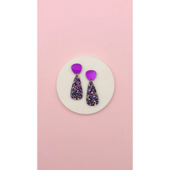 Boucles d'oreilles Henriette - Violet miroir / confettis multicolores