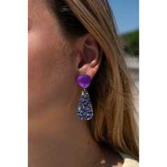Boucles d'oreilles Henriette - Violet miroir / confettis multicolores