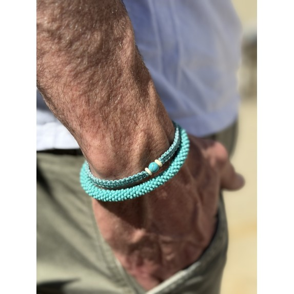 Bracelet homme tissé - Turquoise