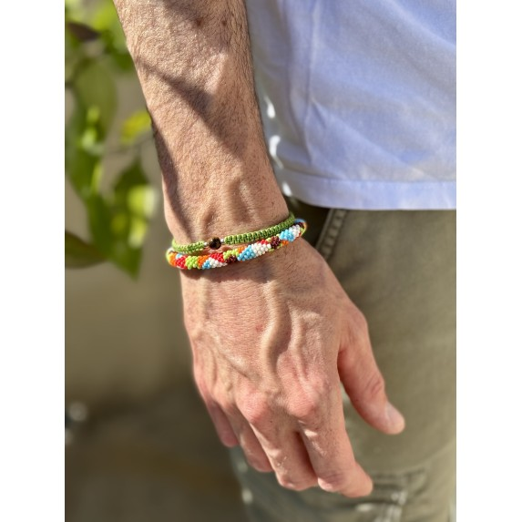 Bracelet homme tissé - Vert