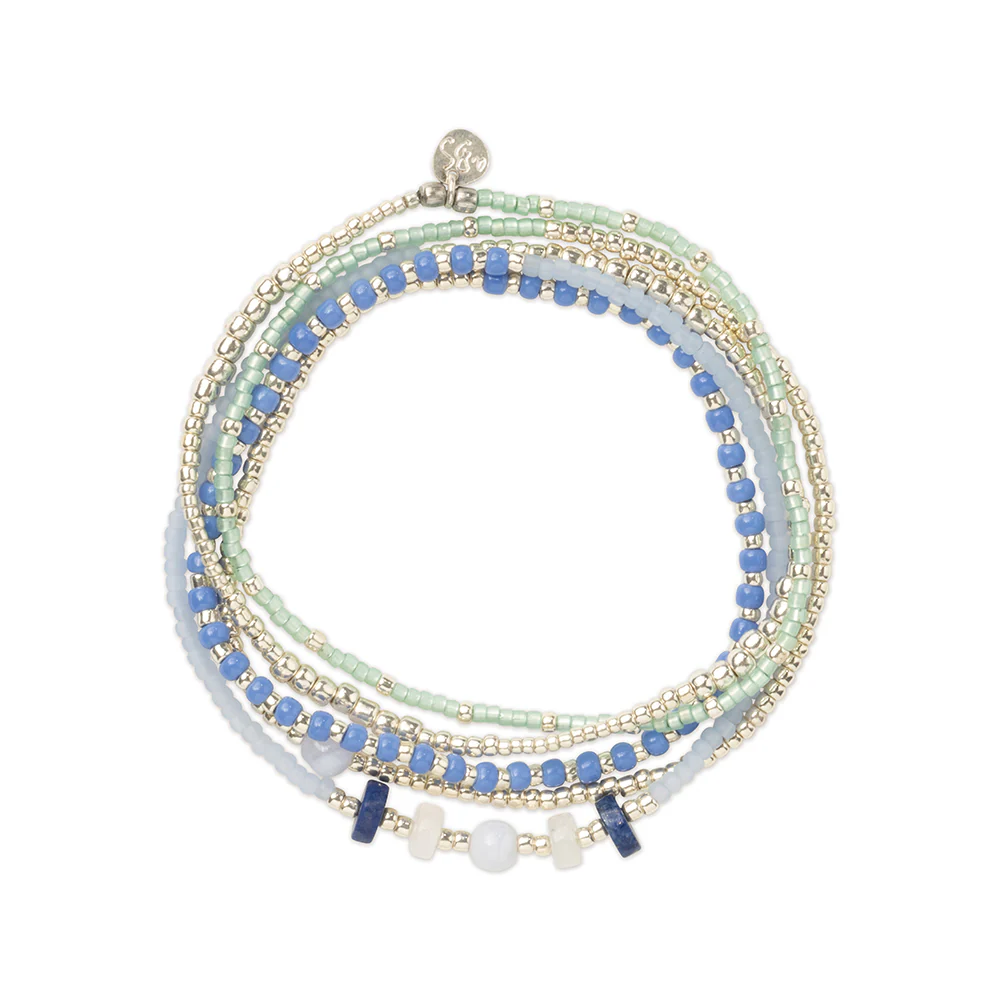 Bracelet Experience Lapis Lazuli / Agate dentelle bleue / Pierre de lune