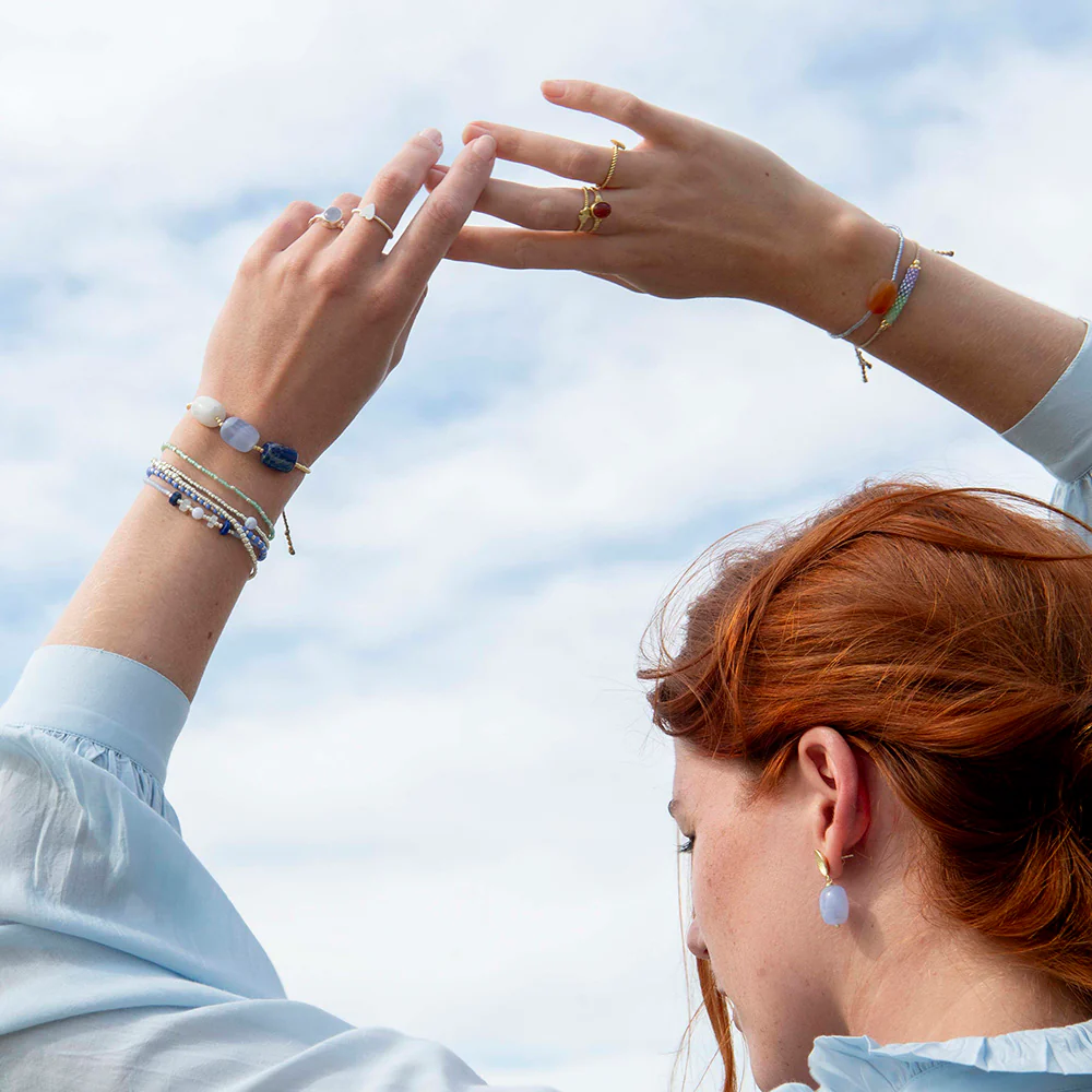 Bracelet Experience Lapis Lazuli / Agate dentelle bleue / Pierre de lune