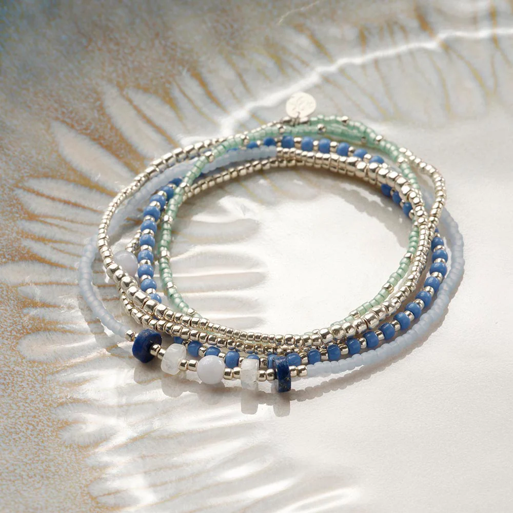 Bracelet Experience Lapis Lazuli / Agate dentelle bleue / Pierre de lune