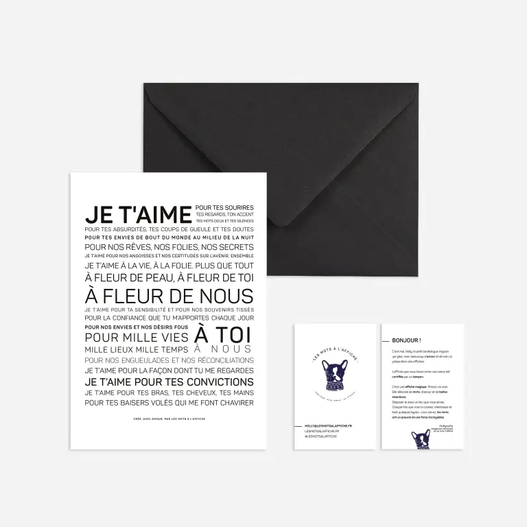 Carte - mini affiche Je t'aime
