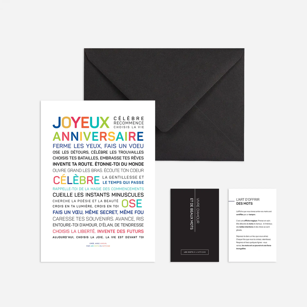 Carte - mini affiche Joyeux anniversaire (couleurs)