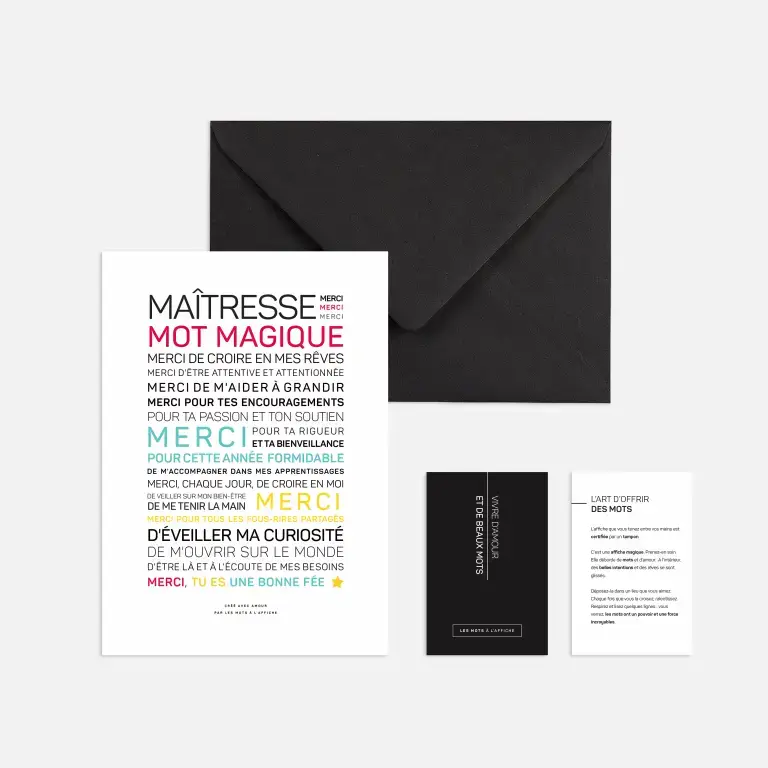 Carte - mini affiche Maîtresse (couleurs)