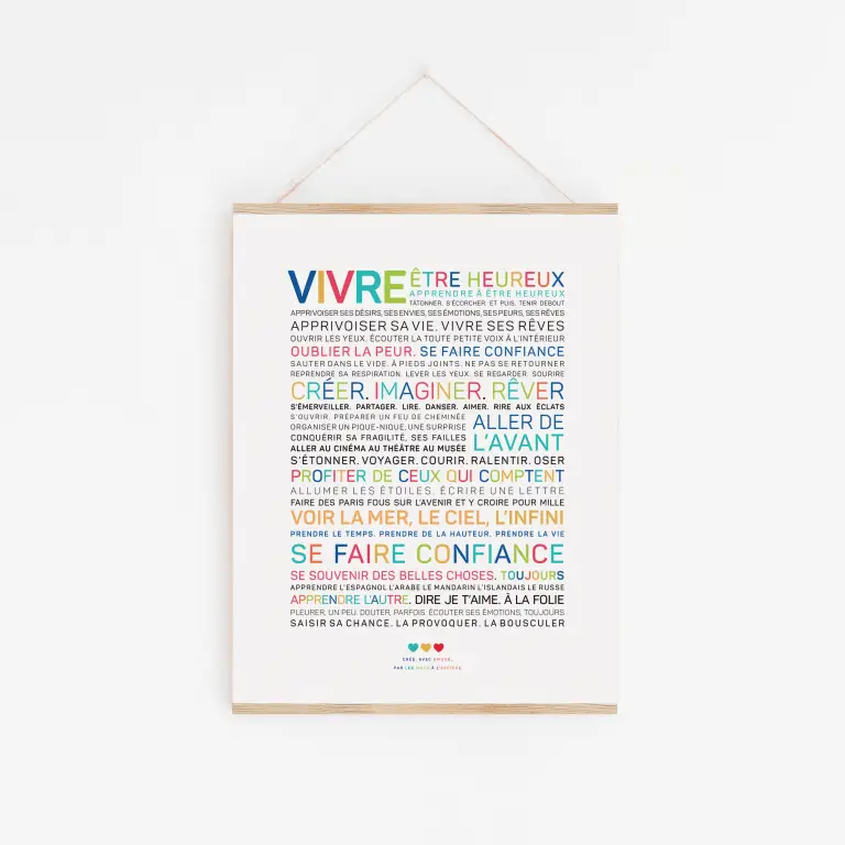 Affiche A4 - Vivre, être heureux (couleurs)