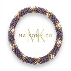 Bracelet népalais Mauve, blanc, or
