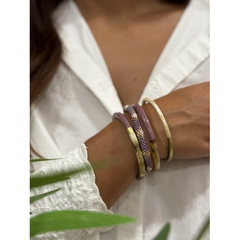 Bracelet népalais Mauve, blanc, or