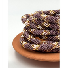 Bracelet népalais Mauve, blanc, or