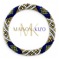 Bracelet népalais Bleu, blanc, or, vert