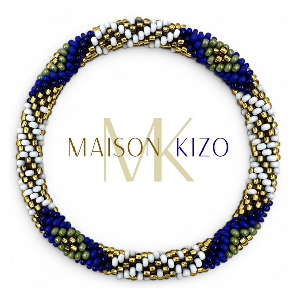 Bracelet népalais Bleu, blanc, or, vert