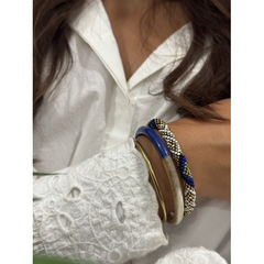 Bracelet népalais Bleu, blanc, or, vert