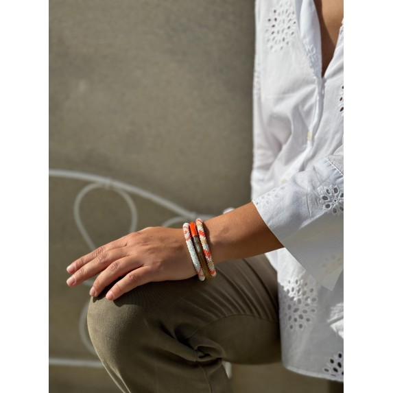 Bracelet népalais Bleu, blanc, orange