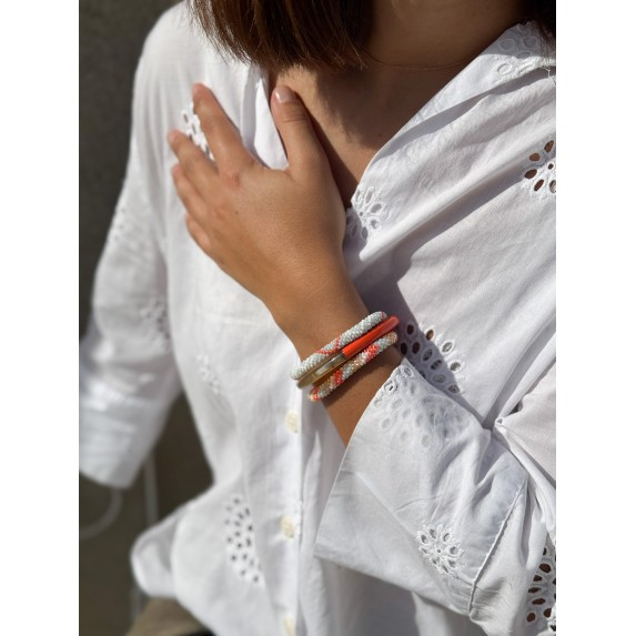 Bracelet népalais Bleu, blanc, orange