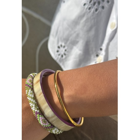 Bracelet népalais Mauve, vert, blanc, rose