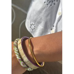 Bracelet népalais Mauve, vert, blanc, rose