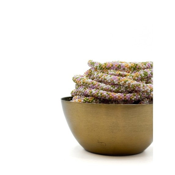 Bracelet népalais Rose, vert, blanc, or