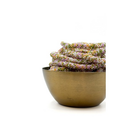 Bracelet népalais Rose, vert, blanc, or