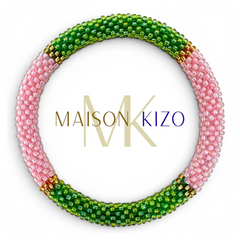 Bracelet népalais Rose, vert, or