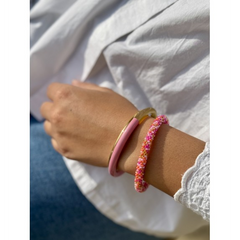 Bracelet népalais Rose, corail, or