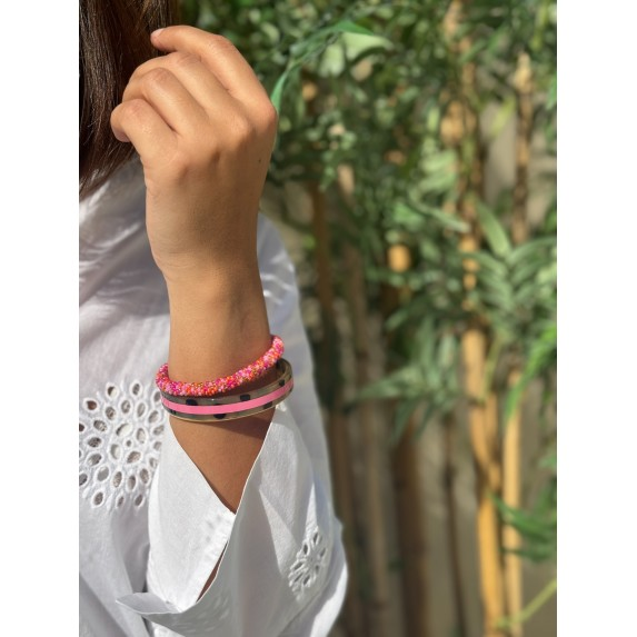 Bracelet népalais Rose, corail, or