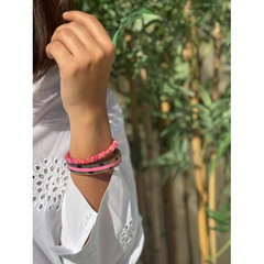 Bracelet népalais Rose, corail, or