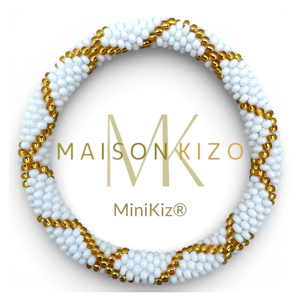 Mini Bracelet népalais Blanc, or